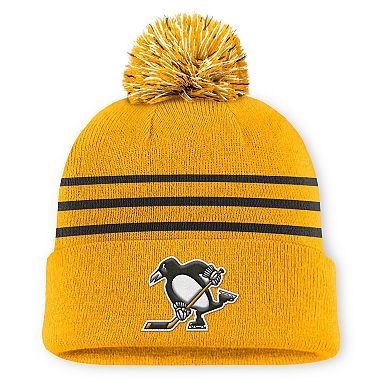 Men's Fanatics Gold Pittsburgh Penguins Authentic Pro Alt Jersey Cuffed Knit Hat with Pom