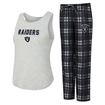 Women's Concepts Sport Heather Gray/Black Las Vegas Raiders Regulate Plaid Tank Top & Pants Sleep Set