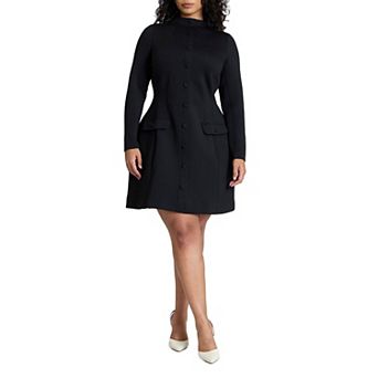 ELOQUII Women's Plus Size Mock Neck Mini Dress