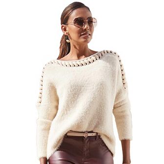 Lascana Women's Open Knit Shoulder Sweater