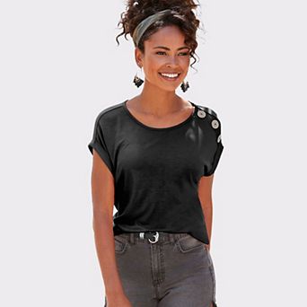 Lascana Women's Button Detail Top