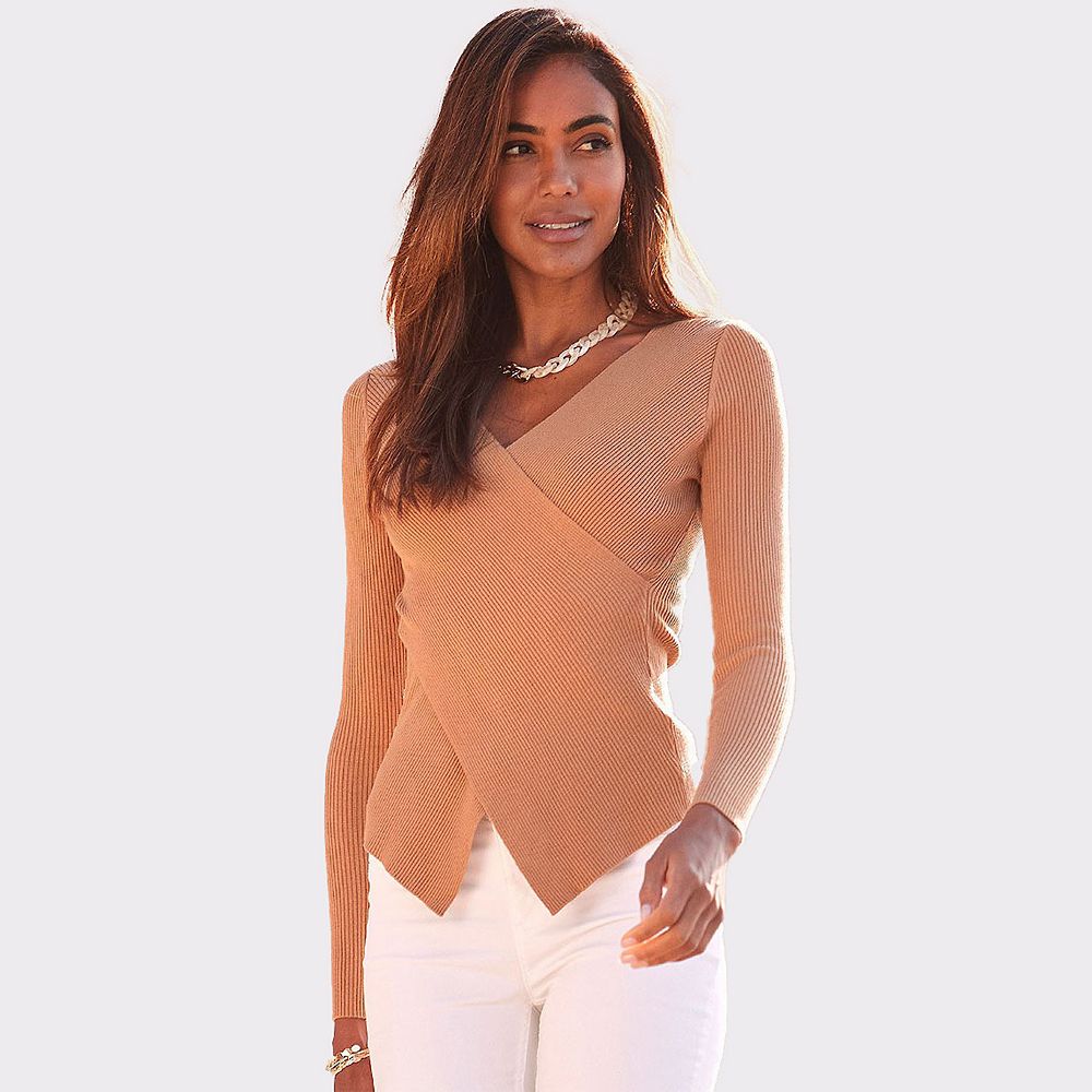 Lascana Women's Overlapping V-Neck Sweater