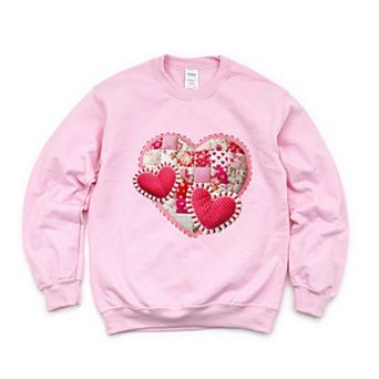 Hearts Patchwork Print - Women's Graphic Sweatshirt