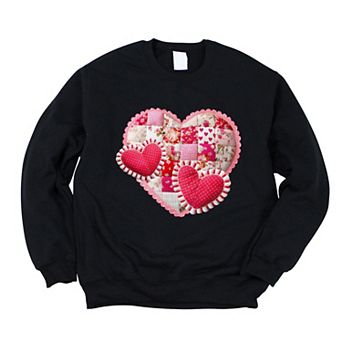 Hearts Patchwork Print - Women's Graphic Sweatshirt