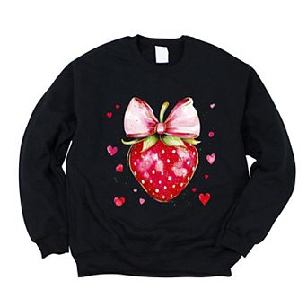 Coquette Strawberry Hearts Watercolor - Women's Graphic Sweatshirt