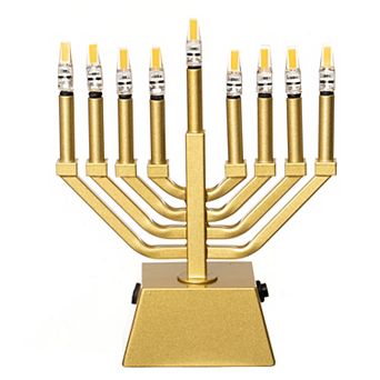 Vintiquewise Wall Mount 9-Branch LED Hanukkah Menorah, Modern Gold Judaica Accent Gift