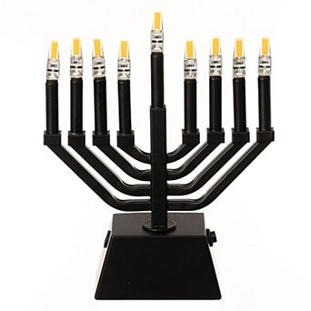 Vintiquewise Wall Mount 9-Branch LED Hanukkah Menorah, Modern Black Judaica Accent Gift