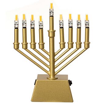 Vintiquewise Wall Mount 9-Branch LED Hanukkah Menorah, V-Shape Gold Judaica Accent Gift