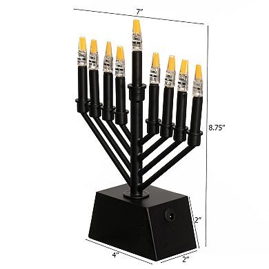Vintiquewise Wall Mount 9-Branch LED Hanukkah Menorah, V-Shape Black Judaica Accent Gift