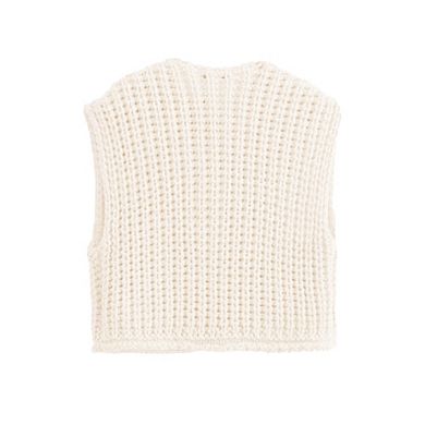 Women's Sleeveless Crochet Cardigan Button Down Summer Top with Pockets