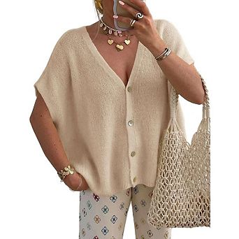Womens Cardigan Sleeveless V Neck Knit Cardigan Open Front Layering Sweater