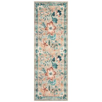 Washable Folding Floral Print Rug Washable Non - Slip Backing for living room bedroom