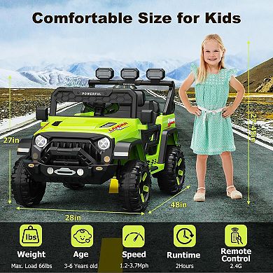Ride on Car with 6 EVA Wheels&4WD, 12V Battery Powered Electric Car for Kids