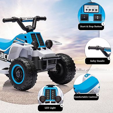 ATV for Kids, 6V Battery Powered Toddler 4 Wheeler w/Music, Light, 1.5mph Max Speed