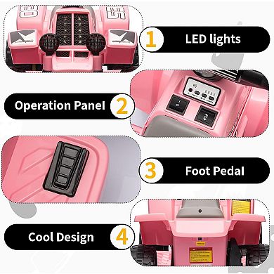 ATV for Kids, 6V Battery Powered Toddler 4 Wheeler w/Music, Light, 1.5mph Max Speed