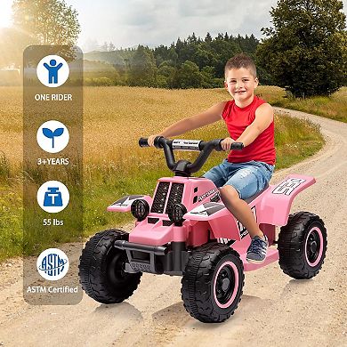 ATV for Kids, 6V Battery Powered Toddler 4 Wheeler w/Music, Light, 1.5mph Max Speed