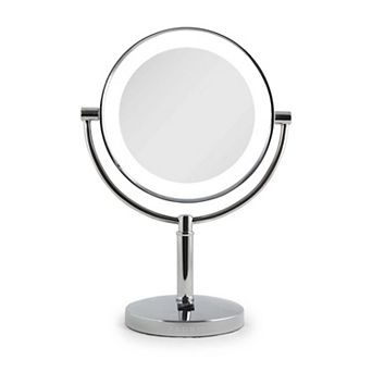 Laguna LED Lighted Countertop Face Mirror with 5X/1X Magnifications and Swivel Head