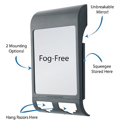 Non-Lighted Fogless Shower Mirror with Water Technology and Double Razor Holder