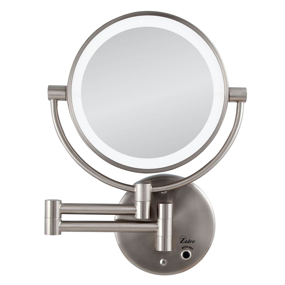 Cordless LED Lighted Wall Mounted Face Mirror with Magnifications 5X/1X
