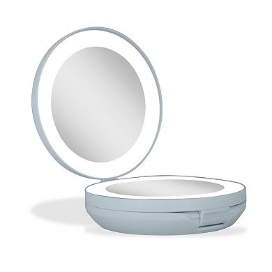 Folding LED Lighted Travel Mirror with Magnifications 10X/1X - Adjustable Compact Mirror