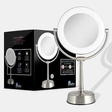 Lexington LED Light Countertop Vanity Mirror with 10X/1X Magnifications and Touch-Pad Controls