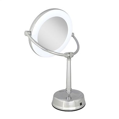 Lexington LED Light Countertop Vanity Mirror with 10X/1X Magnifications and Touch-Pad Controls