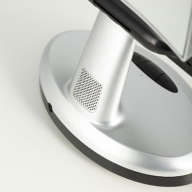 Melrose LED Lighted Countertop Face Mirror with Magnifications 5X/1X and Bluetooth Speaker
