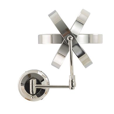 LED Lighted Wall Mounted Bathroom Mirror with 5X/1X Magnification Extendable Arm Battery or Adapter