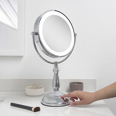 LED Light Countertop Face Mirror with Magnifications 10X/1X and Touch Base Control Technology