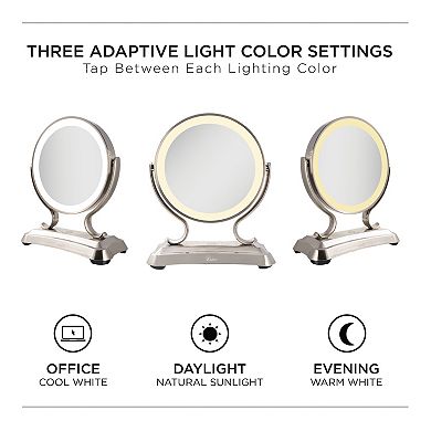 Glamour LED Lighted Vanity Countertop Mirror with Magnifications 5X/1X