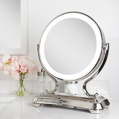 Glamour LED Lighted Vanity Countertop Mirror with Magnifications 5X/1X