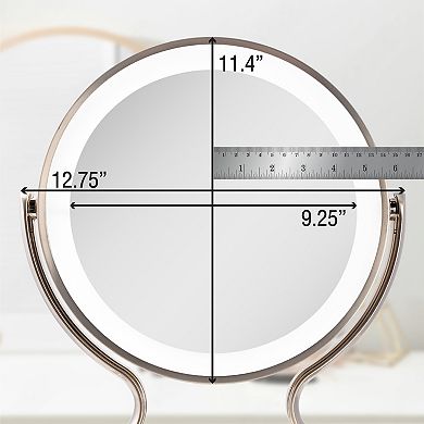 Glamour LED Lighted Vanity Countertop Mirror with Magnifications 5X/1X