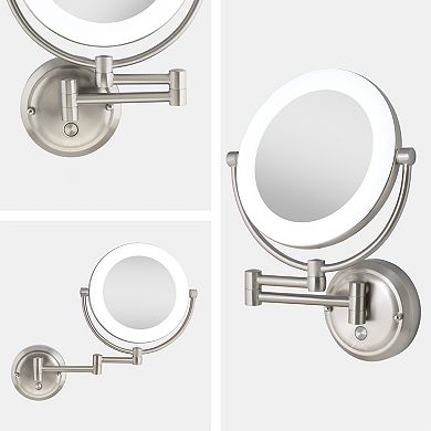 Lexington LED Light Wall Mounted Bathroom Mirror with 10X/1X Magnifications - Hardwired