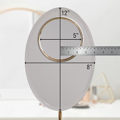 Tri-Optic Beveled Countertop Vanity Face Mirror with 8X/3X/1X Magnifications and Swivel Head