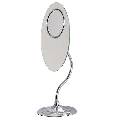 Tri-Optic Beveled Countertop Vanity Face Mirror with 8X/3X/1X Magnifications and Swivel Head