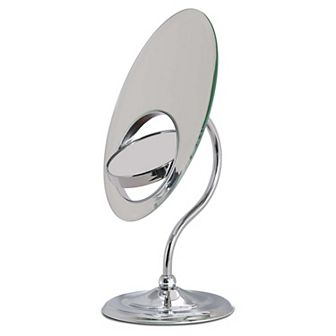 Tri-Optic Beveled Countertop Vanity Face Mirror with 8X/3X/1X Magnifications and Swivel Head