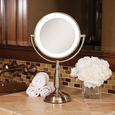 LED Light Countertop Face Mirror with Magnifications 12X/1X and Touch Base Control Technology