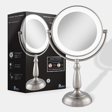 LED Light Countertop Face Mirror with Magnifications 12X/1X and Touch Base Control Technology