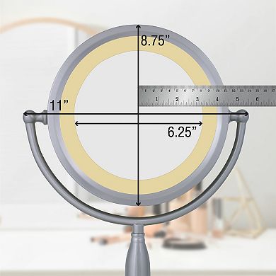 Fluorescent Lighted Countertop Mirror with 8X/1X Magnifications and Dimmable