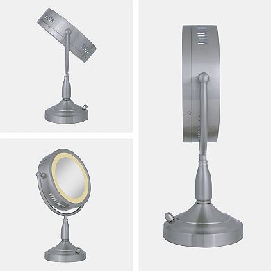 Fluorescent Lighted Countertop Mirror with 8X/1X Magnifications and Dimmable