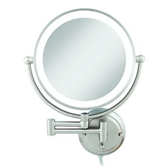 Glamour LED Lighted Wall Mounted Face Mirror with Magnifications 5X/1X - Corded