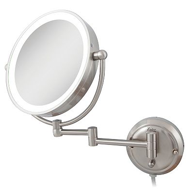 Glamour LED Lighted Wall Mounted Face Mirror with Magnifications 5X/1X - Corded
