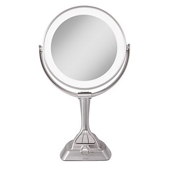 LED Lighted Countertop Face Mirror with 10X/1X Magnifications and Smart Dimming Tech Controls