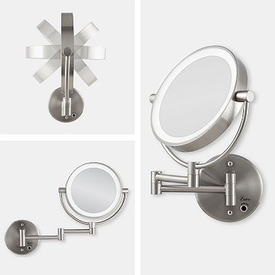 Cordless LED Lighted Countertop Mirror for Women with Magnifications 10X/1X