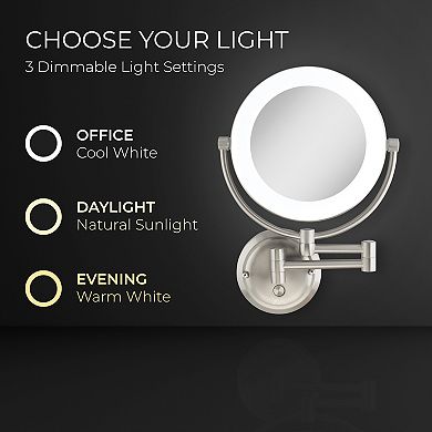 Lexington LED Light Wall Mounted Bathroom Mirror with 10X/1X Magnifications - Corded