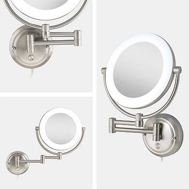 Lexington LED Light Wall Mounted Bathroom Mirror with 10X/1X Magnifications - Corded