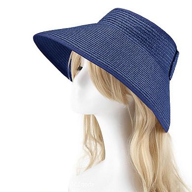 Women's Wide Brim Visor Hat with Bow Detail Adjustable Magic Tape