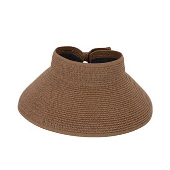 Women's Wide Brim Visor Hat with Bow Detail Adjustable Magic Tape