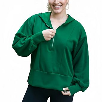 Women's Half Zip Pullover Hoodie with Side Slit for Everyday Fashion Looks