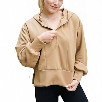 Women's Half Zip Pullover Hoodie with Side Slit for Everyday Fashion Looks